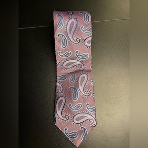 JOS A Bank Silk Tie 60" paisley pink and blue‎